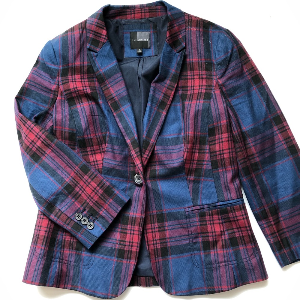 Red/Blue/Black Plaid Blazer